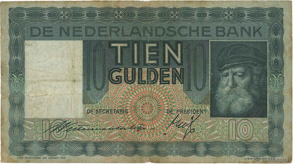 10 Gulden PAESI BASSI  1934 P.049 MB