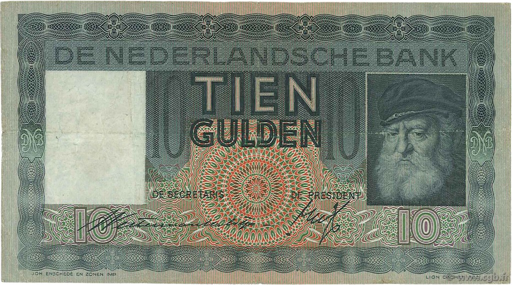 10 Gulden PAESI BASSI  1934 P.049 BB