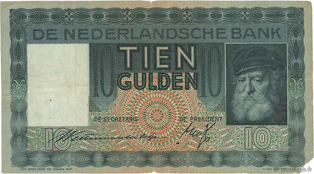 10 Gulden PAíSES BAJOS  1936 P.049 RC