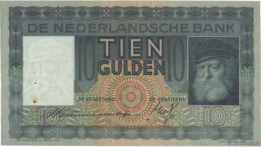 10 Gulden PAESI BASSI  1937 P.049 q.SPL