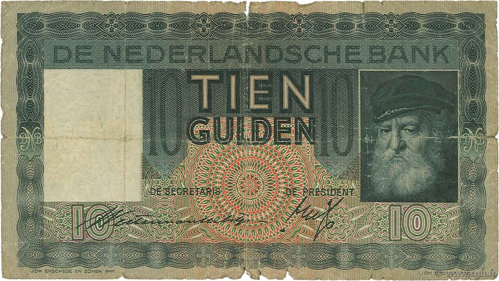 10 Gulden NETHERLANDS  1939 P.049 G