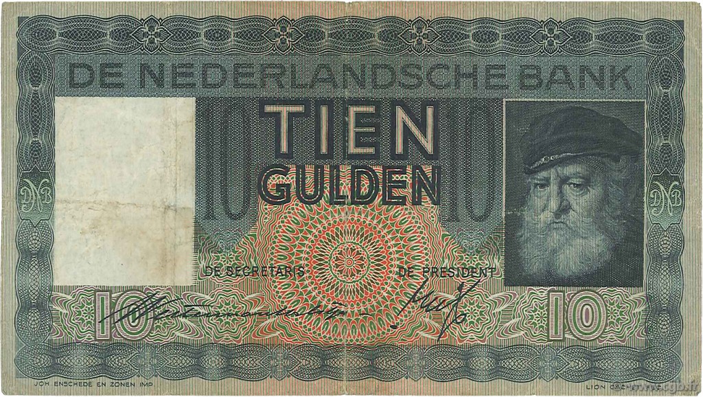 10 Gulden PAíSES BAJOS  1939 P.049 MBC