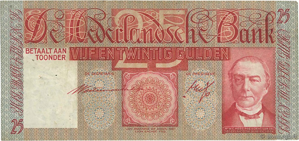 25 Gulden PAíSES BAJOS  1935 P.050 MBC