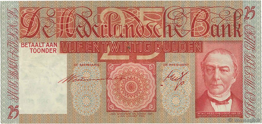 25 Gulden PAESI BASSI  1938 P.050 q.SPL