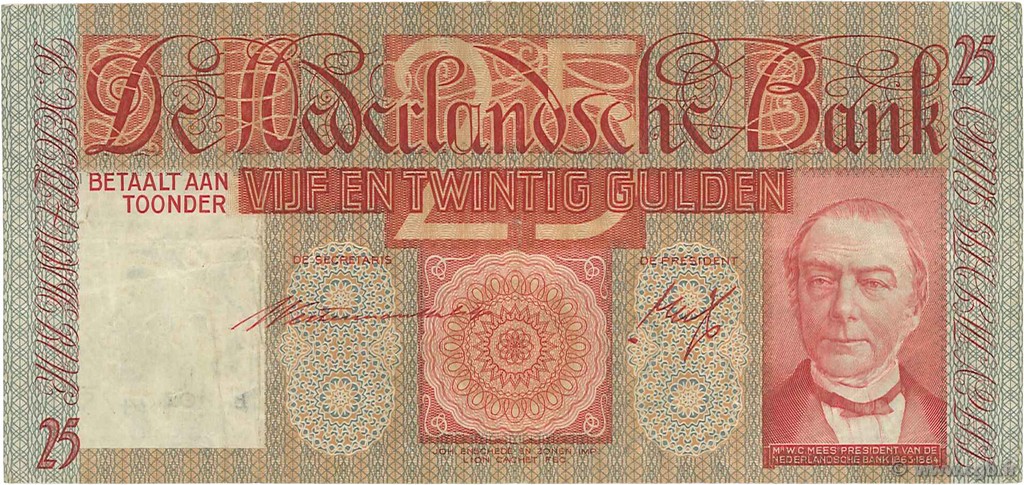 25 Gulden PAíSES BAJOS  1939 P.050 MBC