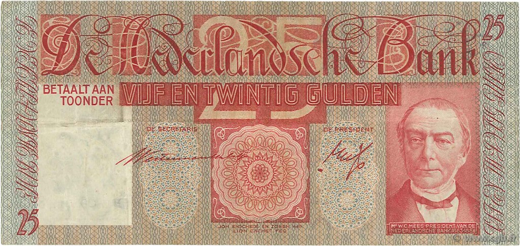 25 Gulden NIEDERLANDE  1939 P.050 SS