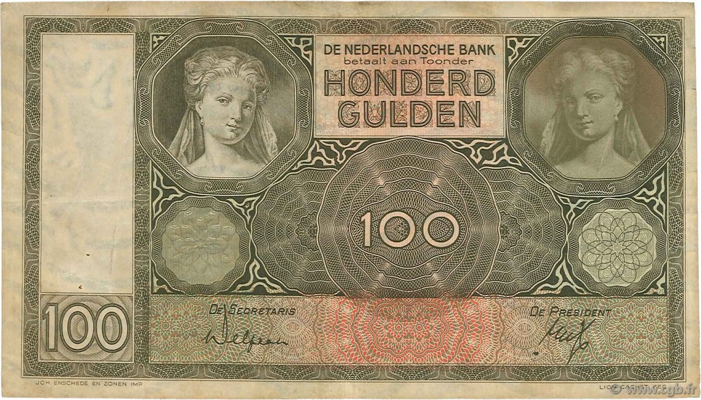 100 Gulden PAESI BASSI  1932 P.051a BB