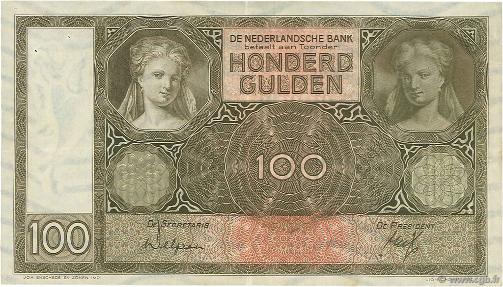 100 Gulden PAíSES BAJOS  1932 P.051a MBC+