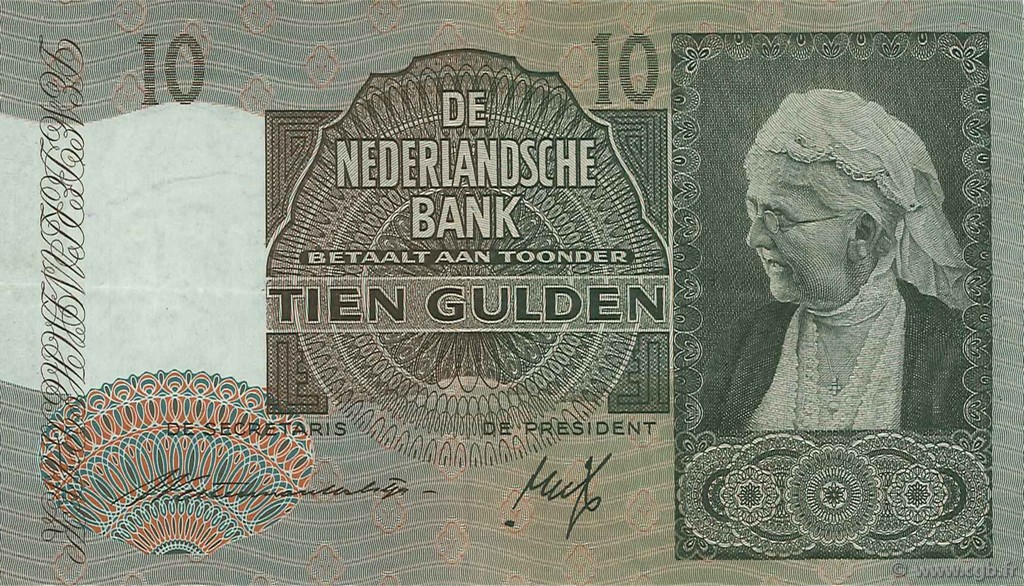 10 Gulden NIEDERLANDE  1940 P.053 SS to VZ