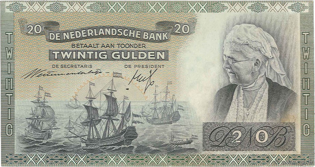 20 Gulden NETHERLANDS  1941 P.054 VF+