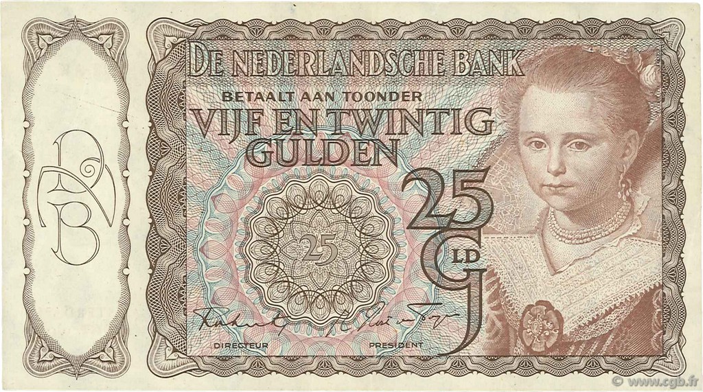 25 Gulden PAESI BASSI  1943 P.060 q.SPL