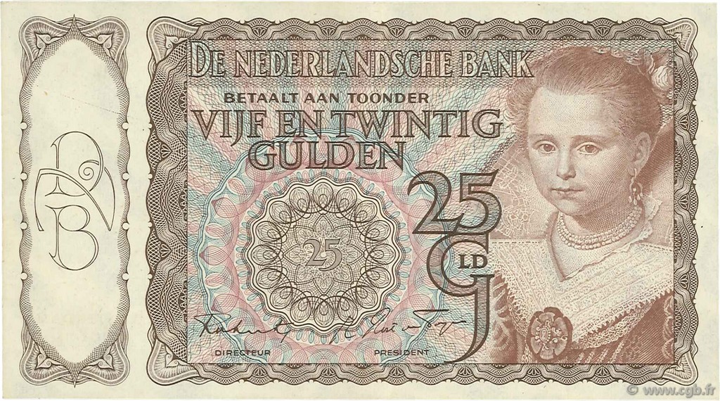 25 Gulden PAESI BASSI  1943 P.060 SPL