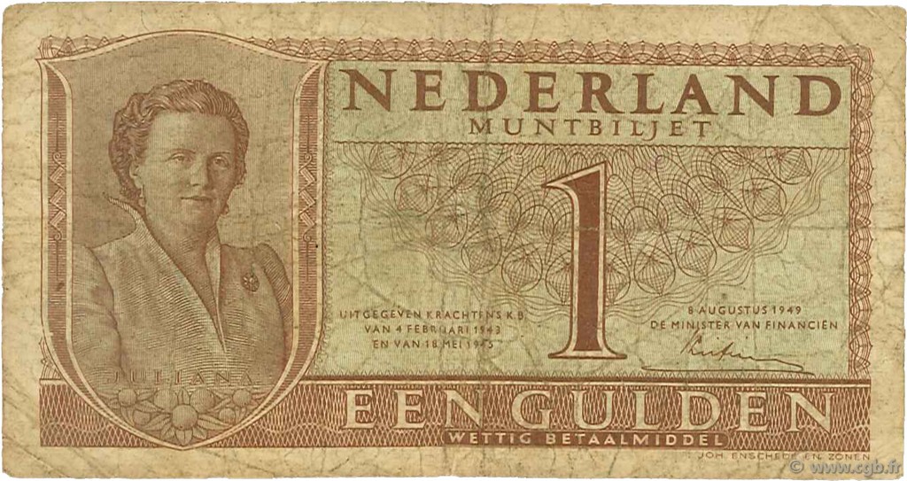 1 Gulden NETHERLANDS  1949 P.072 G