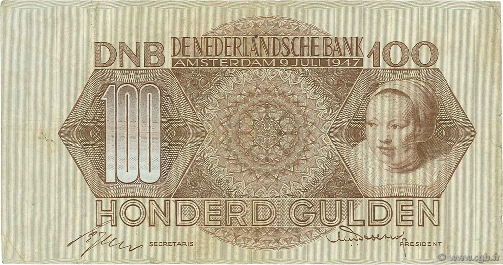 100 Gulden PAESI BASSI  1947 P.082 BB
