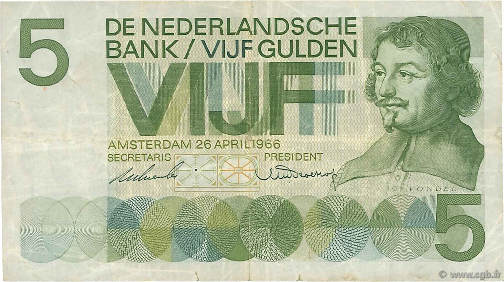 5 Gulden NIEDERLANDE  1966 P.090a SS