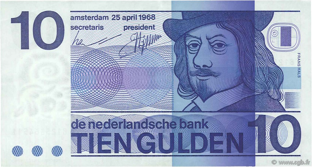 10 Gulden PAíSES BAJOS  1968 P.091b EBC