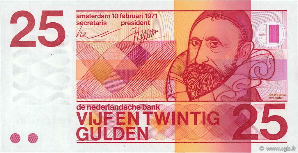 25 Gulden PAESI BASSI  1971 P.092b q.FDC