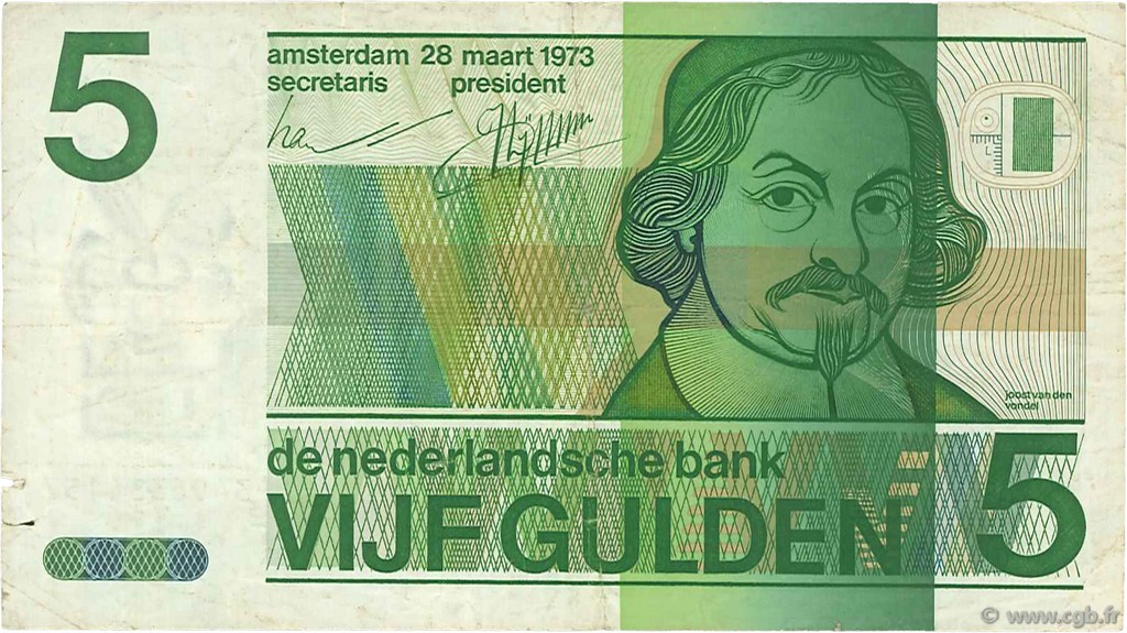 5 Gulden PAESI BASSI  1973 P.095a MB