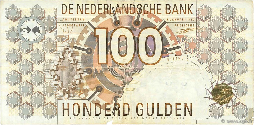 100 Gulden PAíSES BAJOS  1992 P.101 BC