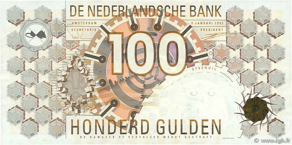 100 Gulden NIEDERLANDE  1992 P.101 fVZ