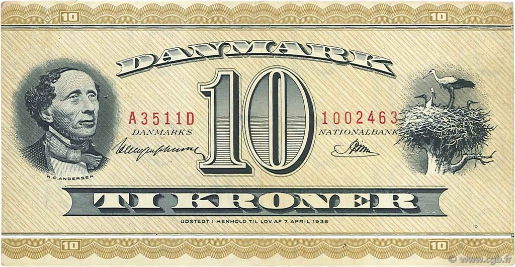 10 Kroner DINAMARCA  1951 P.043b q.SPL