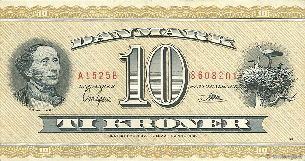 10 Kroner DINAMARCA  1952 P.043d q.SPL