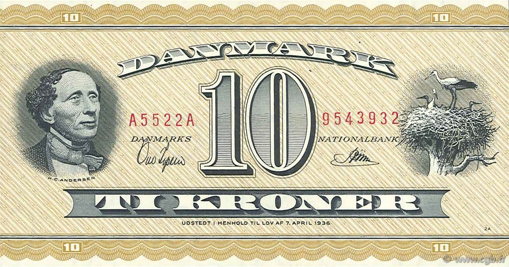 10 Kroner DENMARK  1952 P.043d UNC-