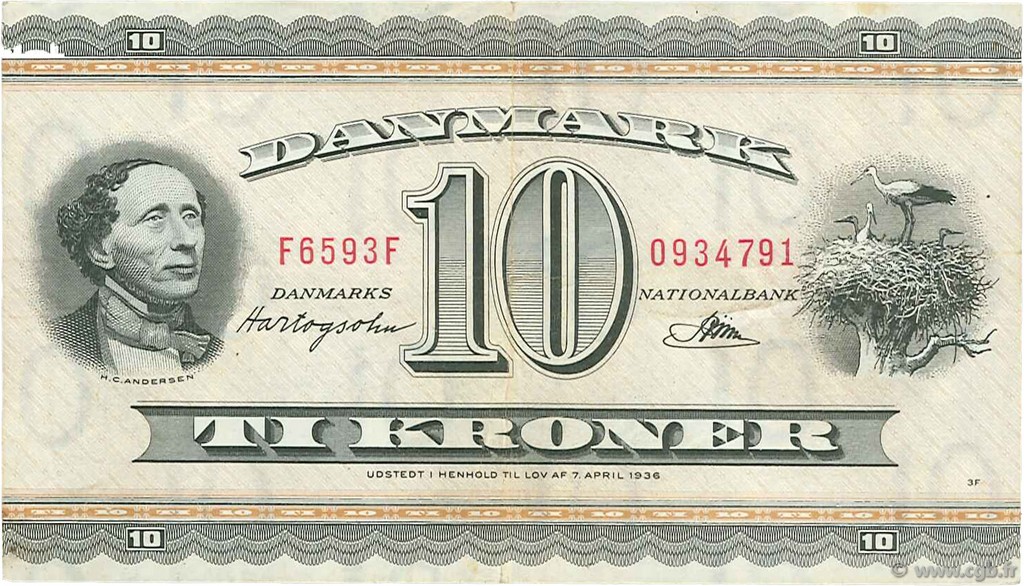 10 Kroner DINAMARCA  1959 P.044p BB
