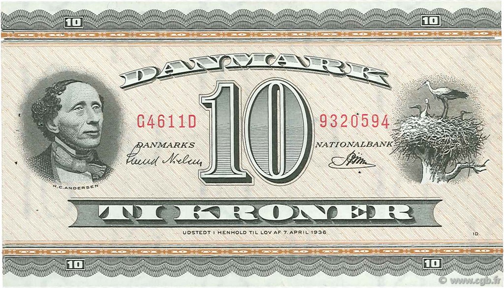 10 Kroner DENMARK  1961 P.044q VF+