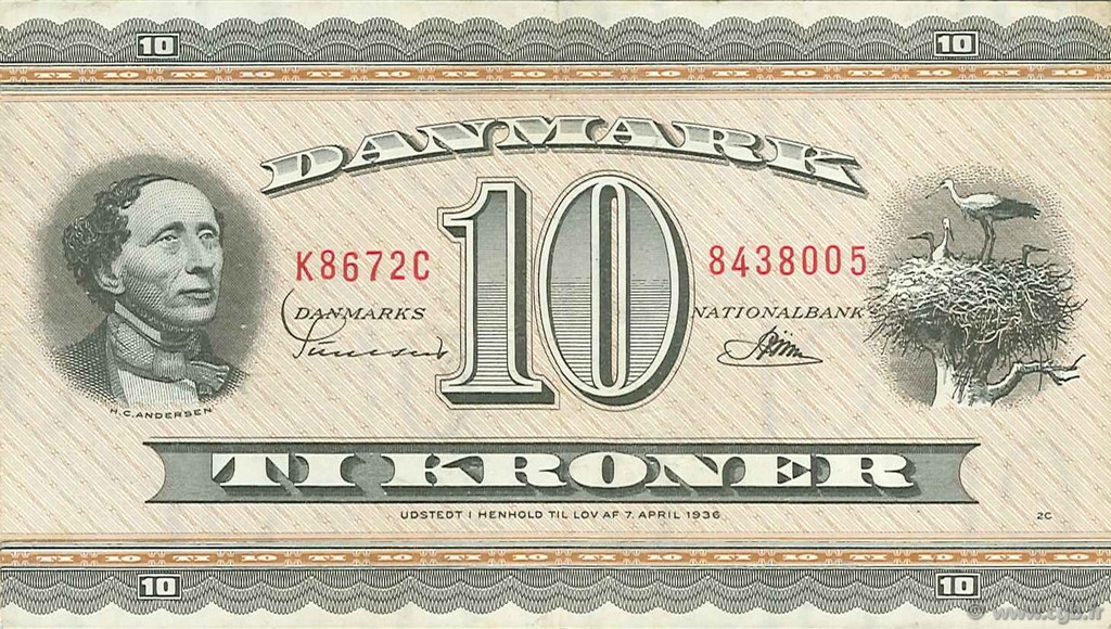 10 Kroner DANEMARK  1967 P.044u TTB