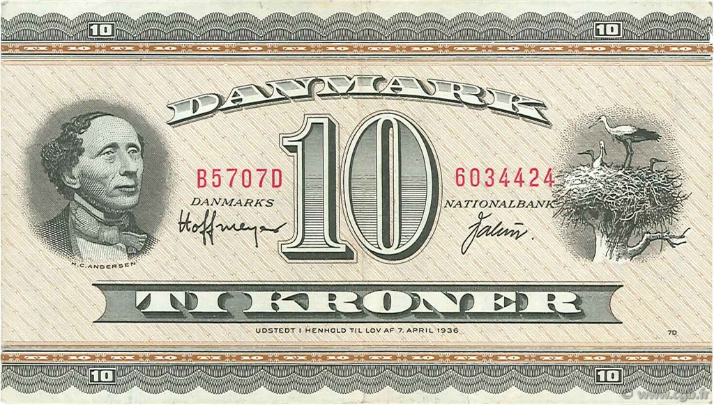 10 Kroner DENMARK  1970 P.044aa VF+