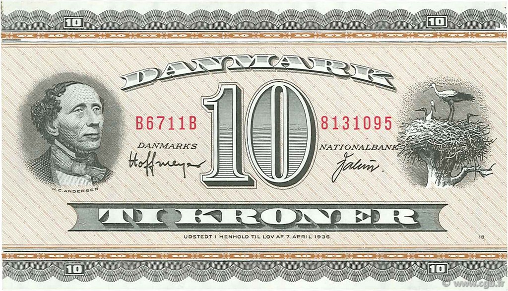 10 Kroner DINAMARCA  1971 P.044aa SPL