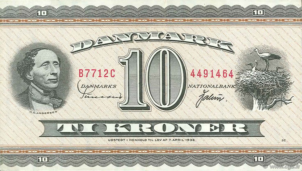 10 Kroner DINAMARCA  1971 P.044aa MBC+