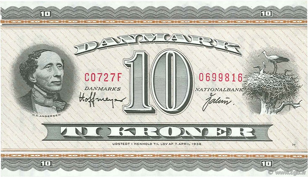 10 Kroner DENMARK  1972 P.044ac AU