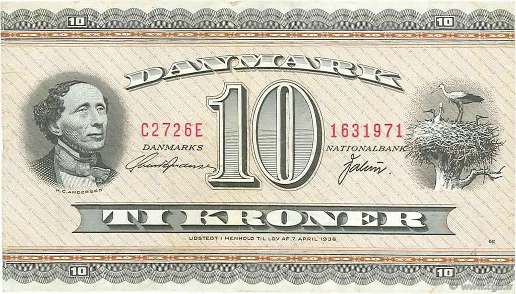 10 Kroner DINAMARCA  1972 P.044ac BB
