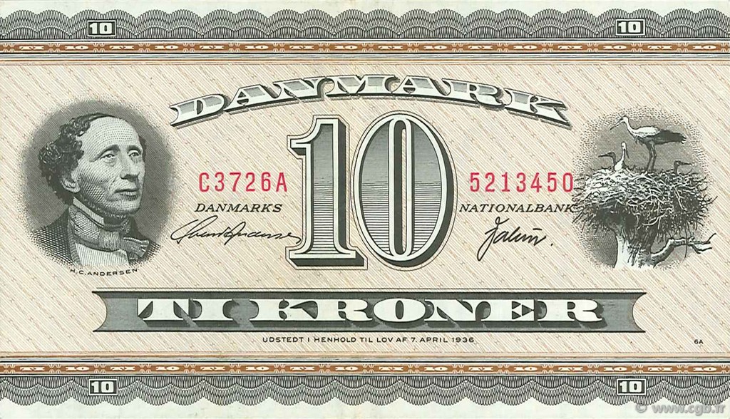10 Kroner DENMARK  1972 P.044ac VF+