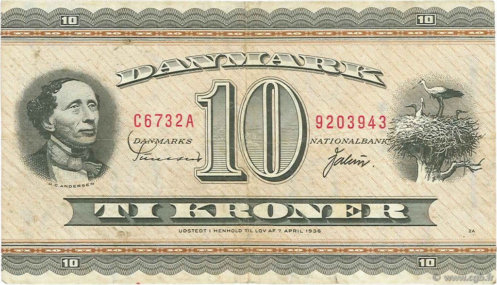 10 Kroner DINAMARCA  1973 P.044ac BC+