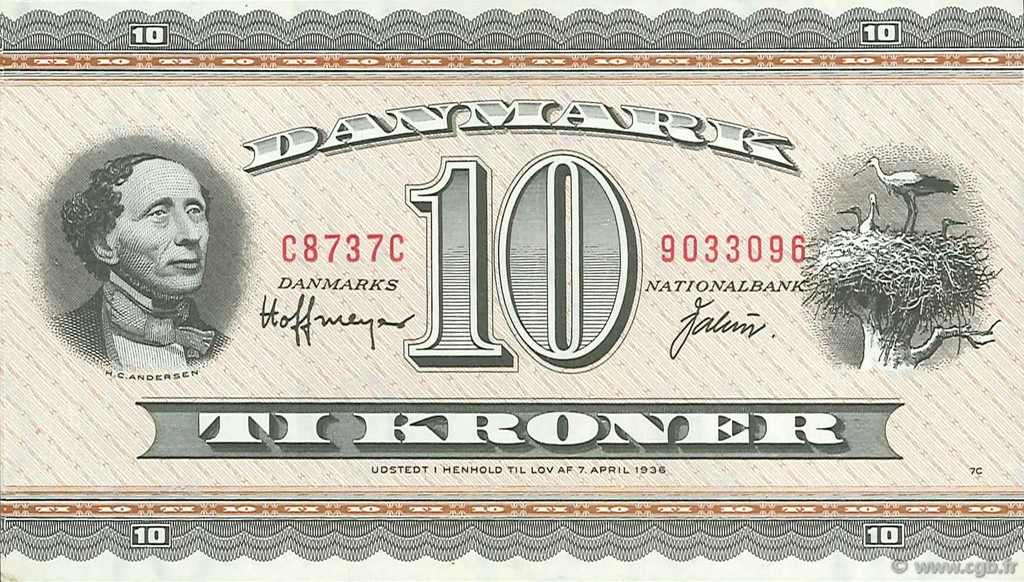 10 Kroner DENMARK  1973 P.044ac AU