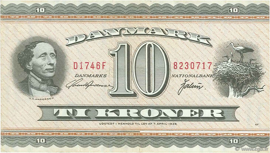 10 Kroner DINAMARCA  1974 P.044ai BB