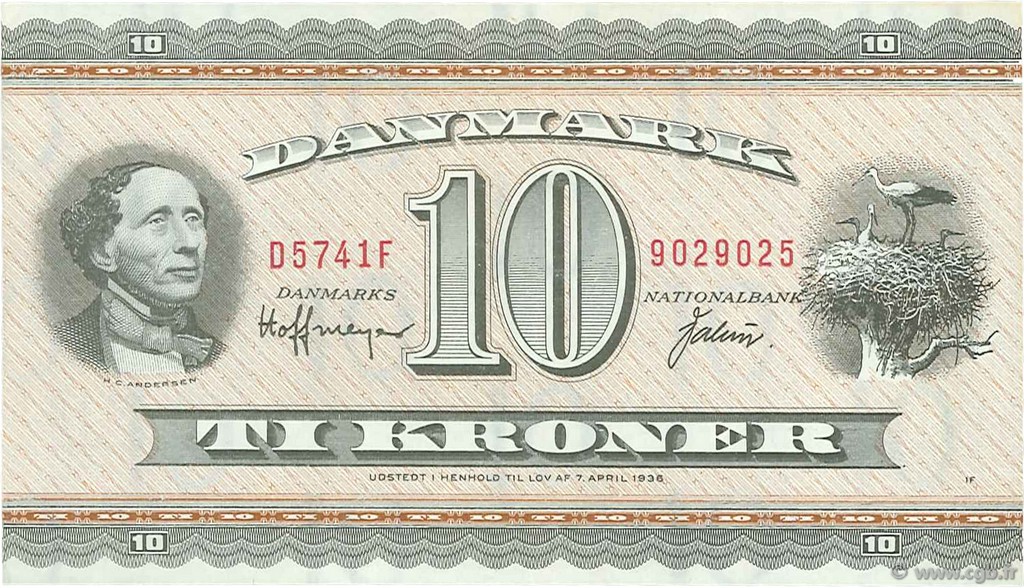 10 Kroner DENMARK  1974 P.044ai AU