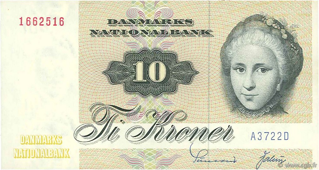 10 Kroner DÄNEMARK  1972 P.048a VZ