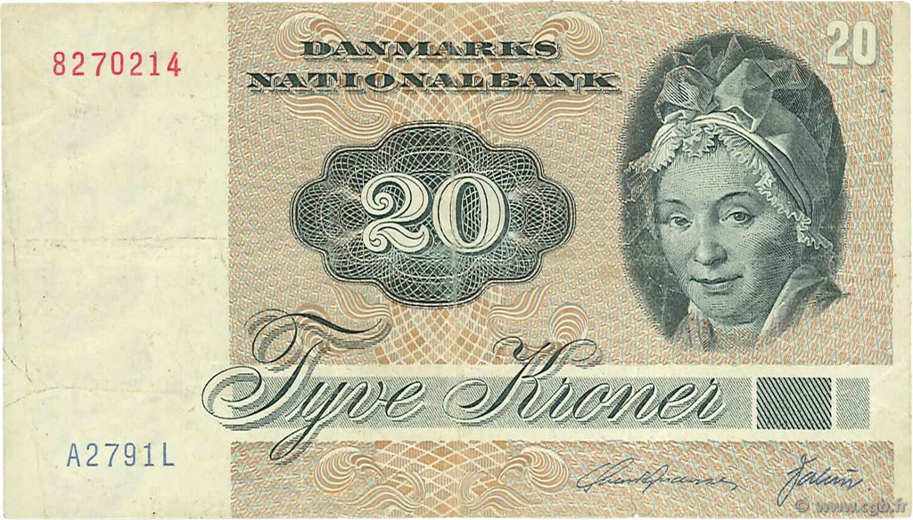 20 Kroner DANEMARK  1979 P.049a TB