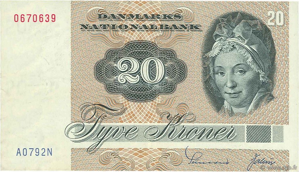 20 Kroner DENMARK  1979 P.049a VF