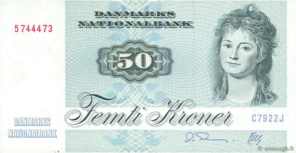 50 Kroner DENMARK  1992 P.050j AU