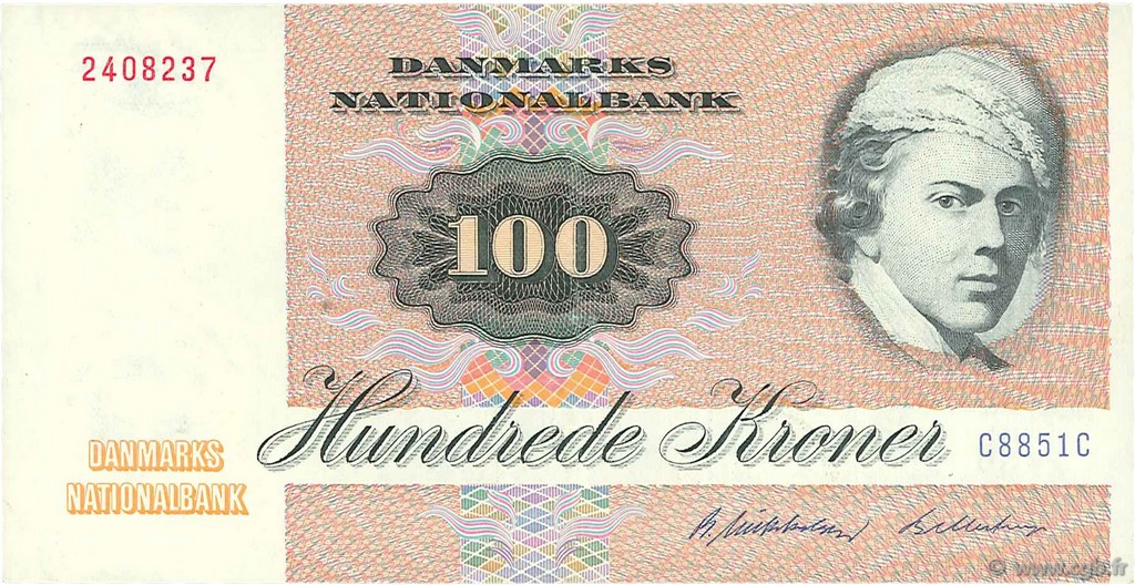 100 Kroner DÄNEMARK  1985 P.051m VZ