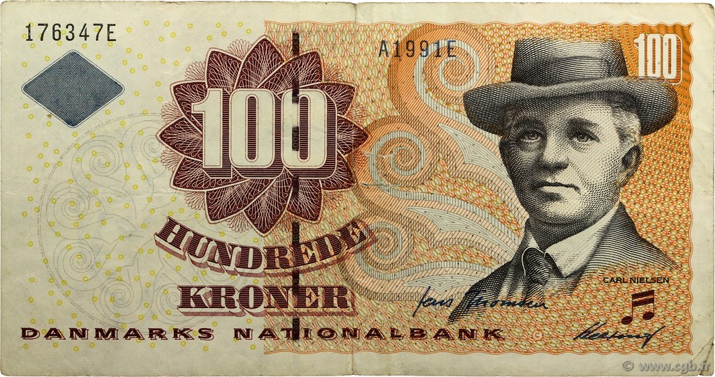 100 Kroner DENMARK  1999 P.056a VF