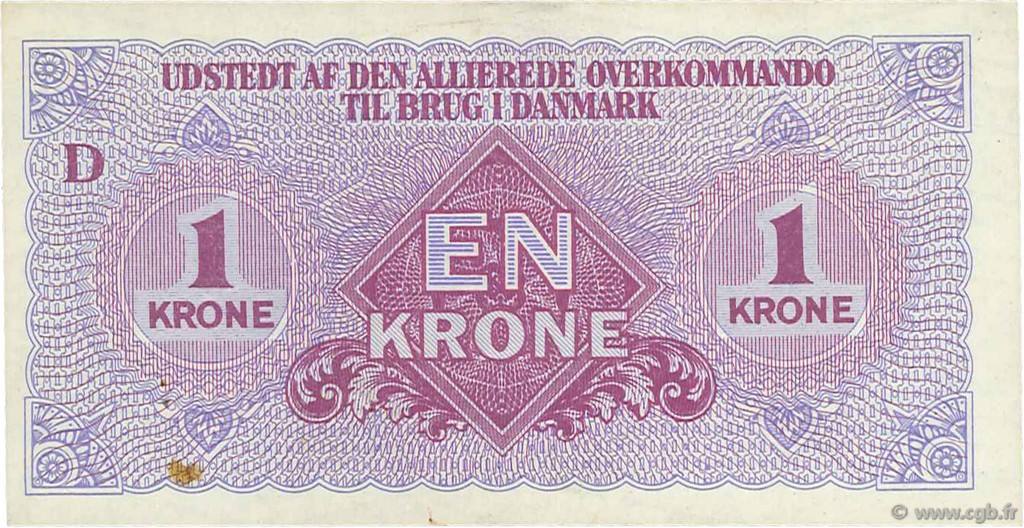 1 Krone DINAMARCA  1945 P.M02 EBC+