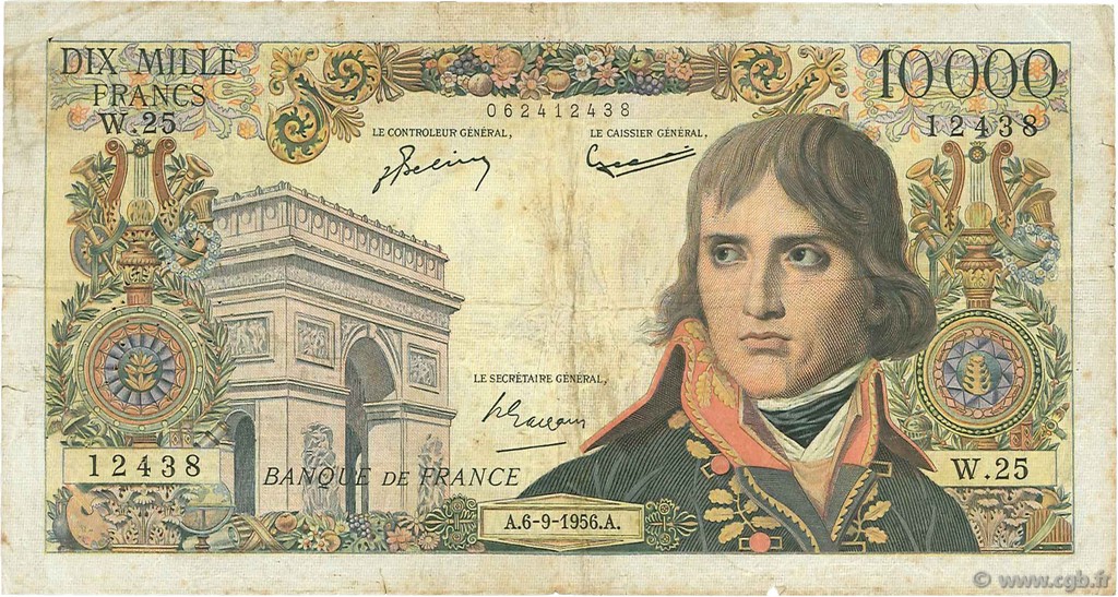 10000 Francs BONAPARTE FRANKREICH  1956 F.51.04 SGE