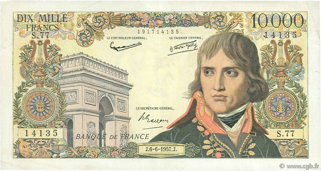 10000 Francs BONAPARTE FRANCIA  1957 F.51.08 BB