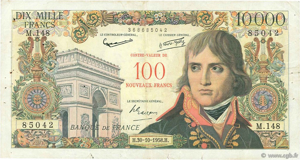 100 NF sur 10000 Francs BONAPARTE FRANKREICH  1958 F.55.01 S